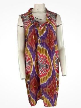 Roberta Freymann Sz L 100% Silk Thin Travel Vacation Beach Pullover Dress